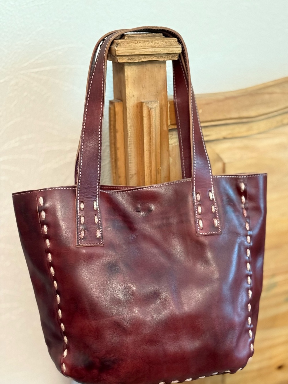 BED STU Stevie Tote Bag | Burgundy Mahogany Leather | Cobbler Series NWOT